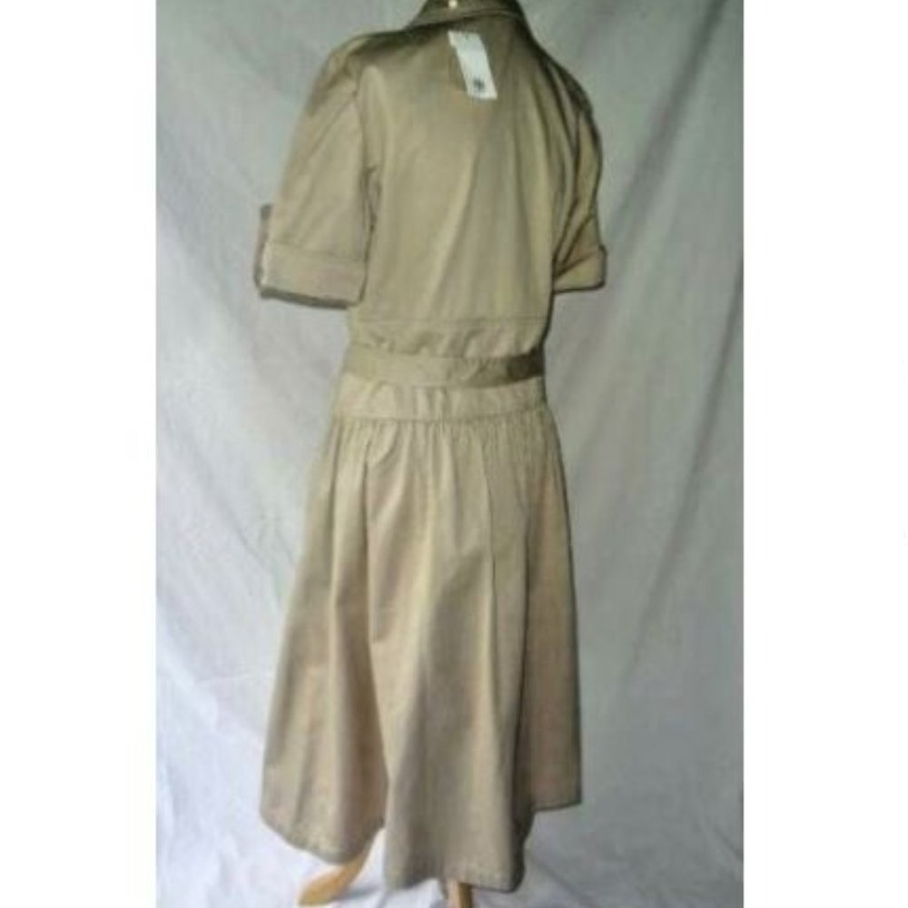 SOLD TORY BURCH Khaki Safari Midi Flare Dress Cotton Twill 8 NEW - Picture 8 of 14